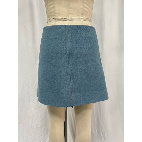 Ganni 'Twill' Blue Wool Suiting Mini Skirt Size 36 - Picture 3 of 5